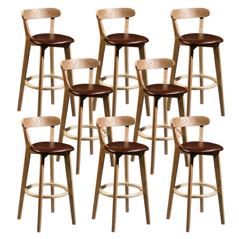 Contemporary Low Back Rubberwood Stool Matte Finish Upholstered Bar Stools