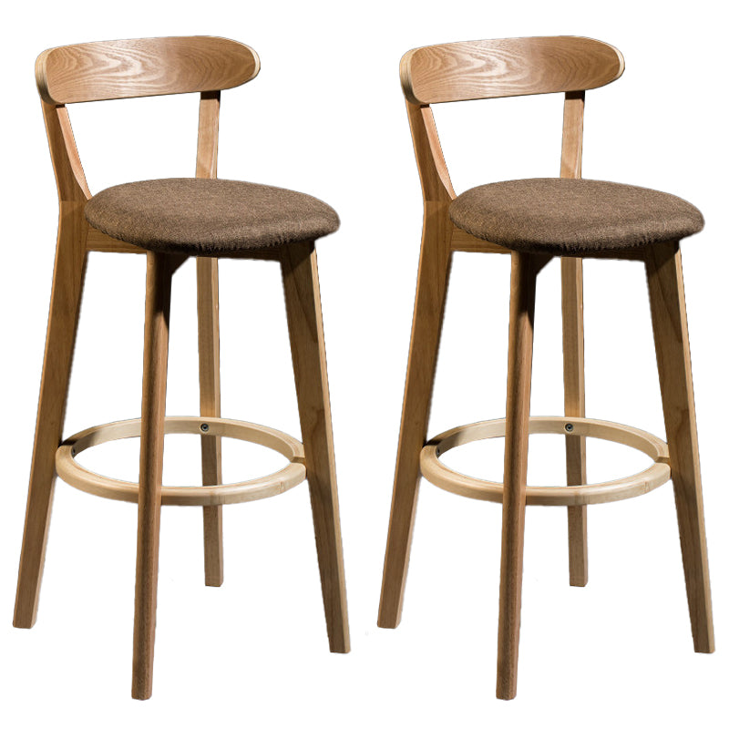 Contemporary Low Back Rubberwood Stool Matte Finish Upholstered Bar Stools