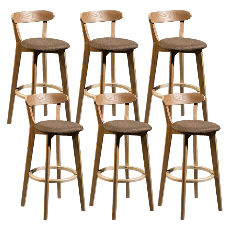 Contemporary Low Back Rubberwood Stool Matte Finish Upholstered Bar Stools