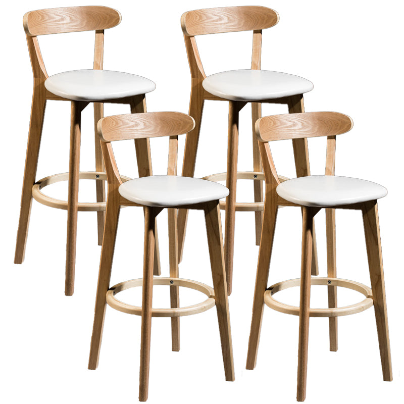 Contemporary Low Back Rubberwood Stool Matte Finish Upholstered Bar Stools