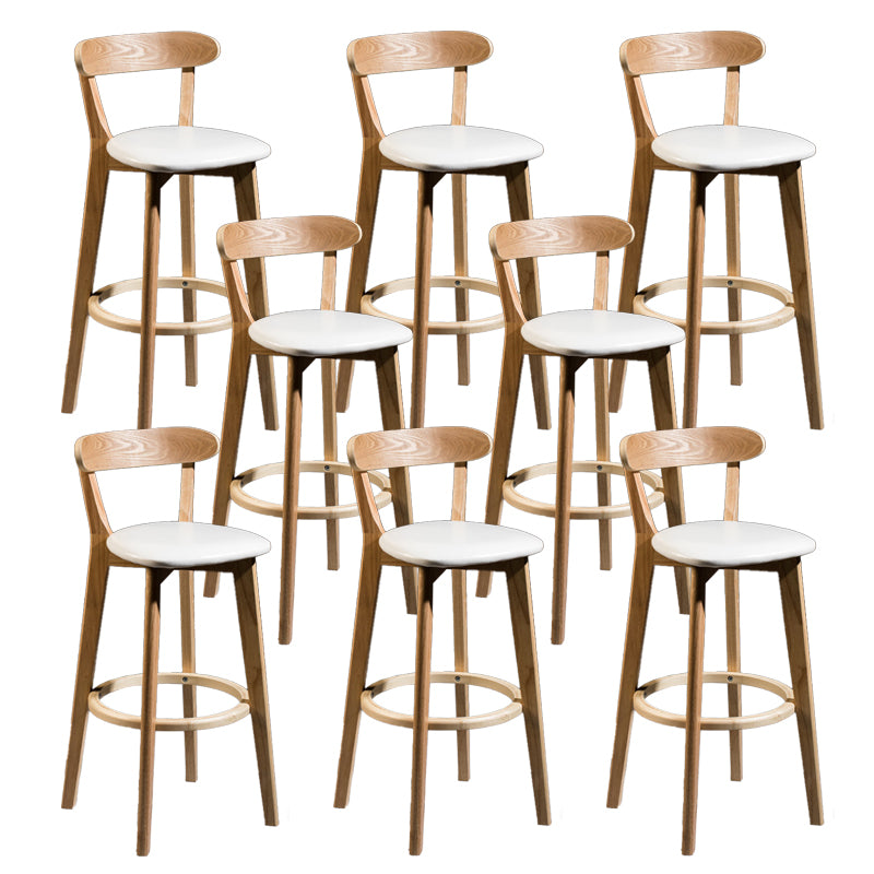 Contemporary Low Back Rubberwood Stool Matte Finish Upholstered Bar Stools