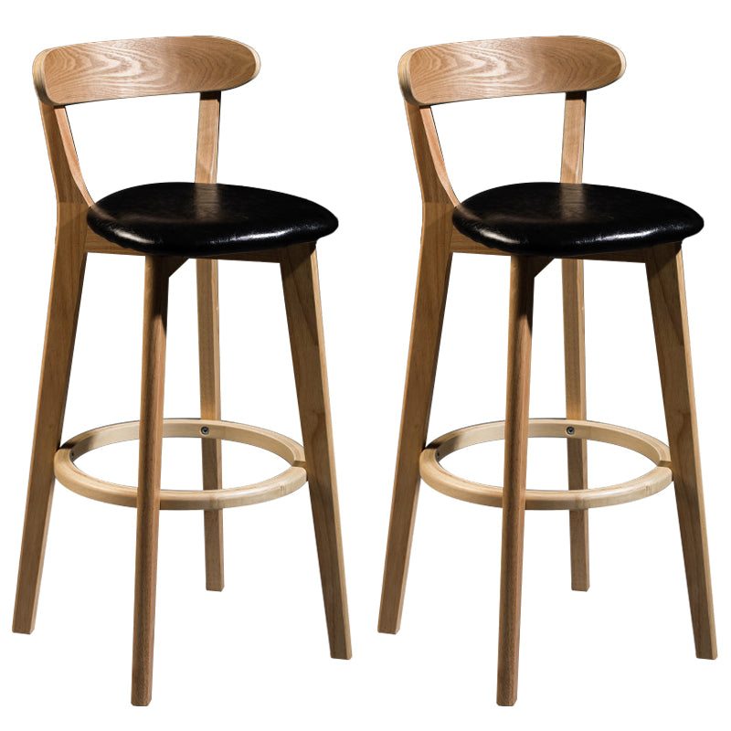 Contemporary Low Back Rubberwood Stool Matte Finish Upholstered Bar Stools