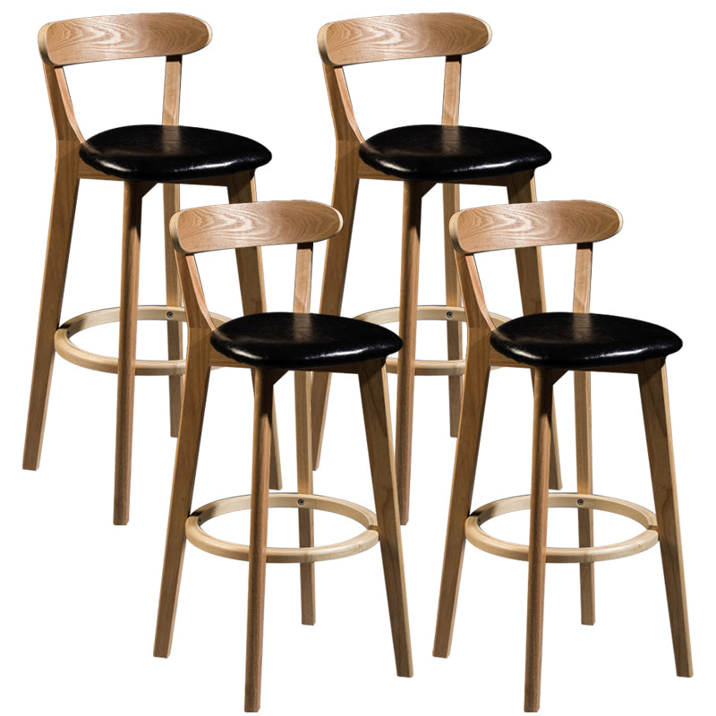 Contemporary Low Back Rubberwood Stool Matte Finish Upholstered Bar Stools