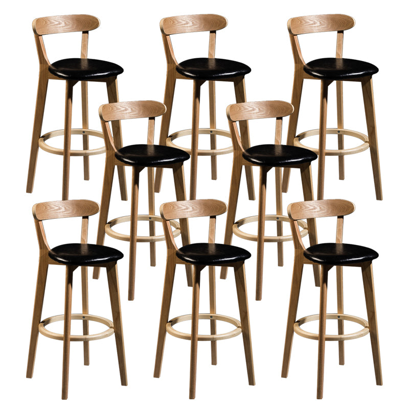 Contemporary Low Back Rubberwood Stool Matte Finish Upholstered Bar Stools