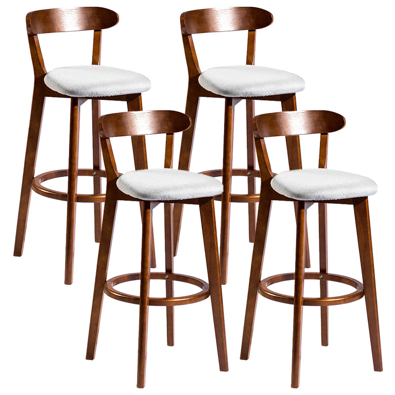 Contemporary Low Back Rubberwood Stool Matte Finish Upholstered Bar Stools