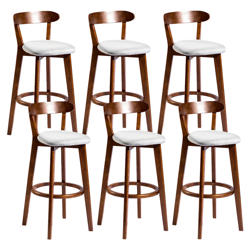 Contemporary Low Back Rubberwood Stool Matte Finish Upholstered Bar Stools
