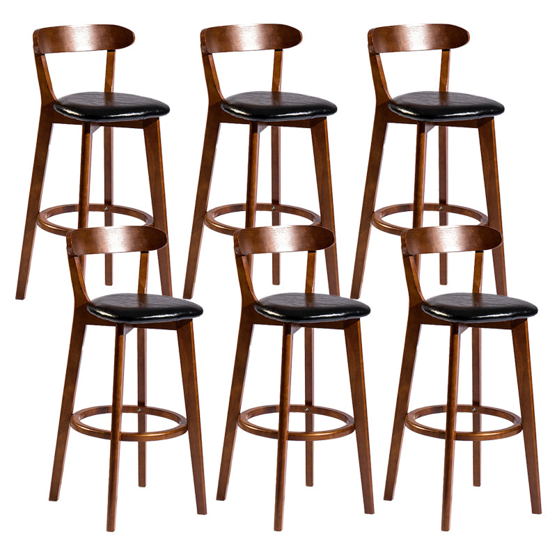 Contemporary Low Back Rubberwood Stool Matte Finish Upholstered Bar Stools