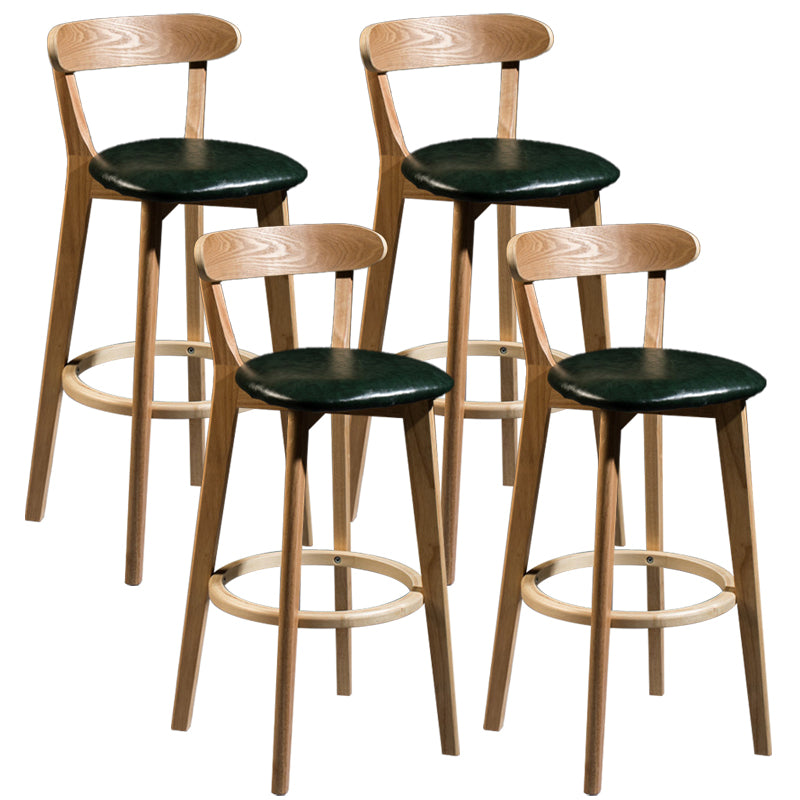 Contemporary Low Back Rubberwood Stool Matte Finish Upholstered Bar Stools