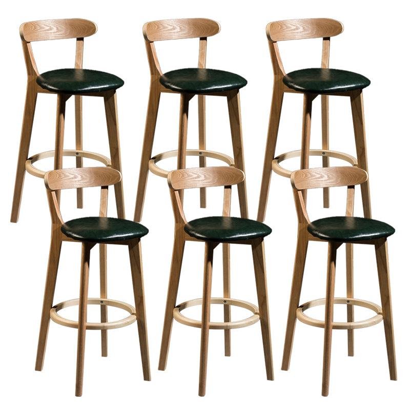 Contemporary Low Back Rubberwood Stool Matte Finish Upholstered Bar Stools