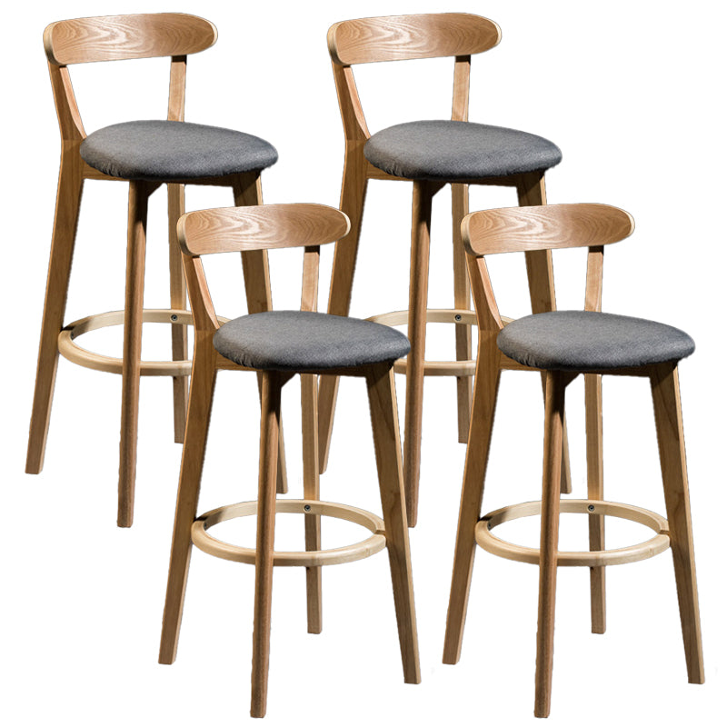 Contemporary Low Back Rubberwood Stool Matte Finish Upholstered Bar Stools