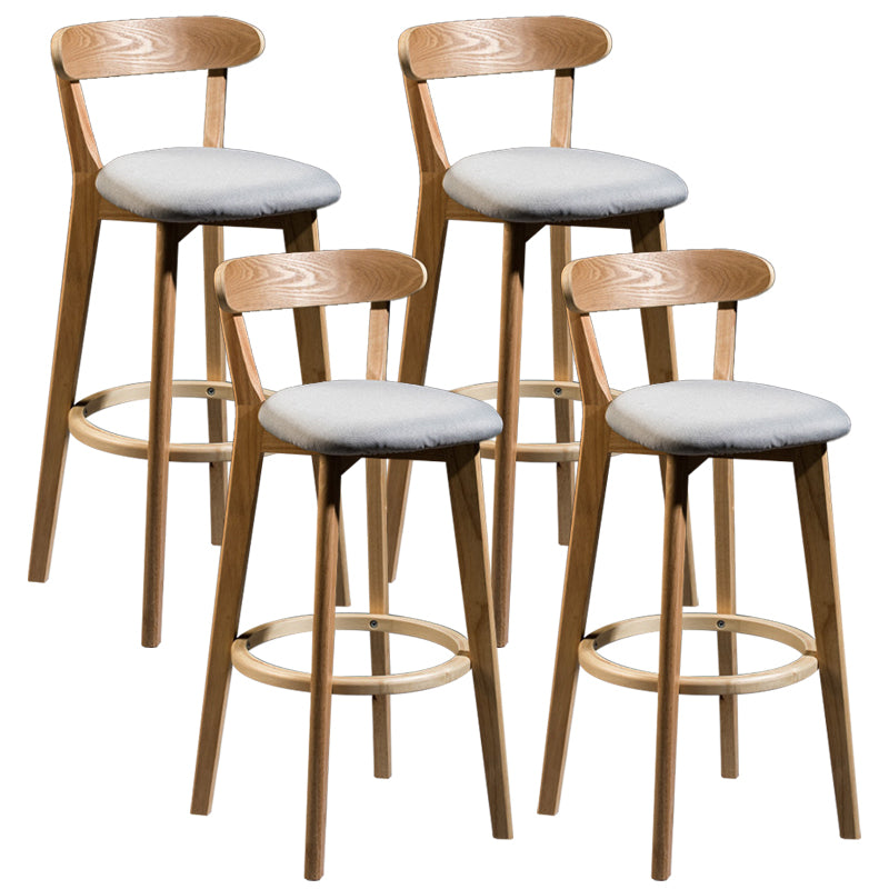 Contemporary Low Back Rubberwood Stool Matte Finish Upholstered Bar Stools