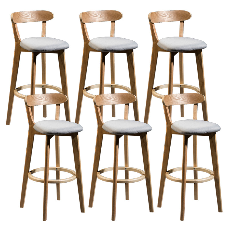 Contemporary Low Back Rubberwood Stool Matte Finish Upholstered Bar Stools