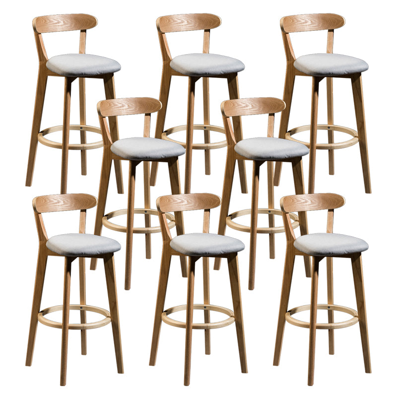 Contemporary Low Back Rubberwood Stool Matte Finish Upholstered Bar Stools