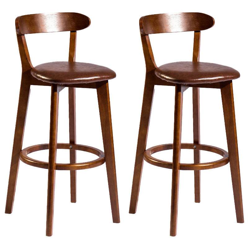 Contemporary Low Back Rubberwood Stool Matte Finish Upholstered Bar Stools