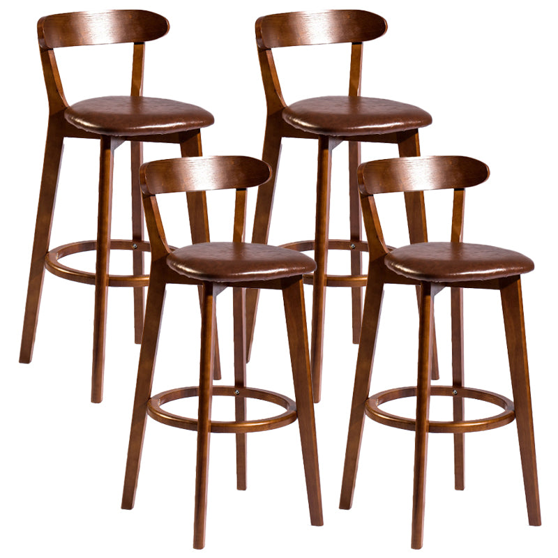 Contemporary Low Back Rubberwood Stool Matte Finish Upholstered Bar Stools