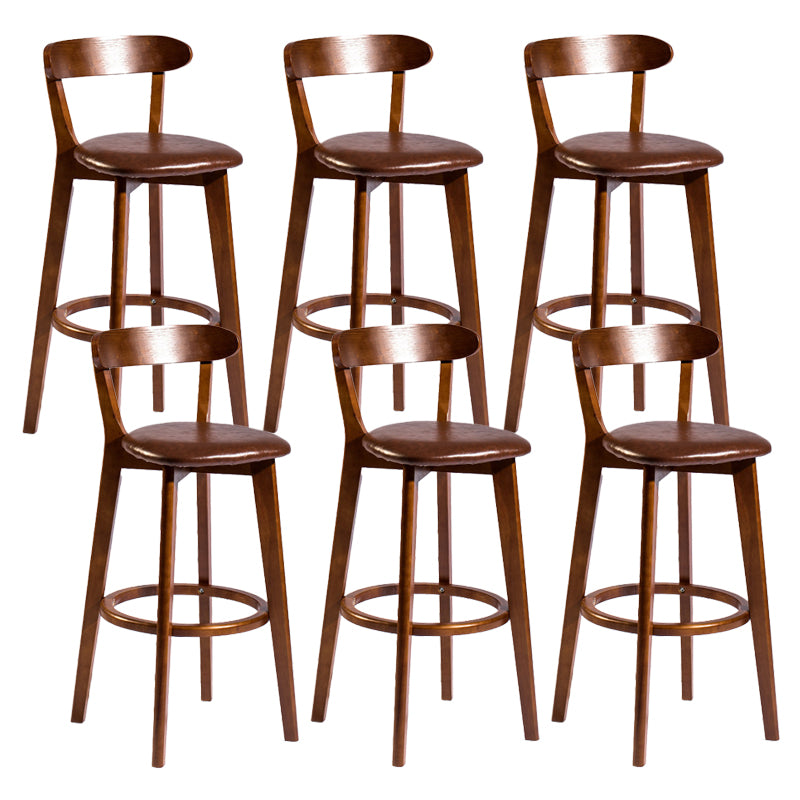 Contemporary Low Back Rubberwood Stool Matte Finish Upholstered Bar Stools