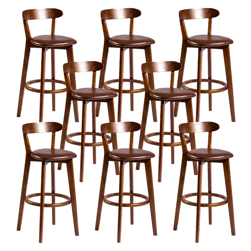 Contemporary Low Back Rubberwood Stool Matte Finish Upholstered Bar Stools