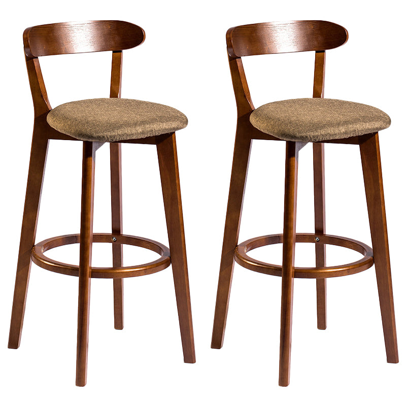 Contemporary Low Back Rubberwood Stool Matte Finish Upholstered Bar Stools