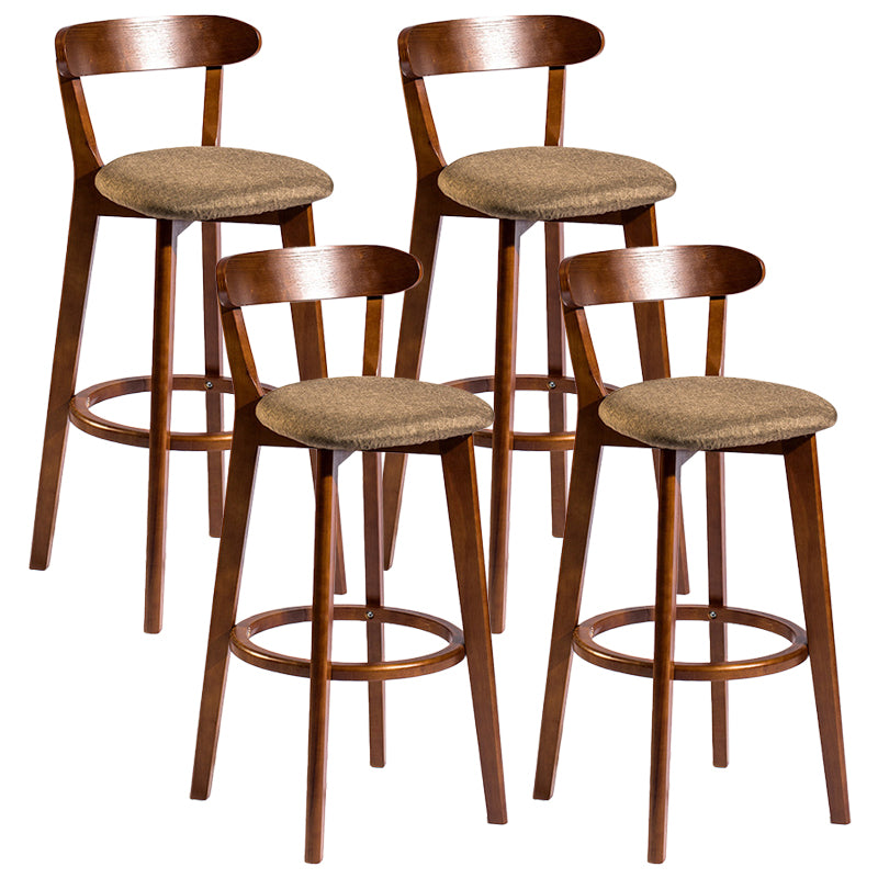 Contemporary Low Back Rubberwood Stool Matte Finish Upholstered Bar Stools
