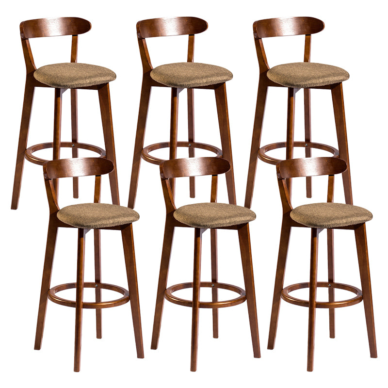 Contemporary Low Back Rubberwood Stool Matte Finish Upholstered Bar Stools