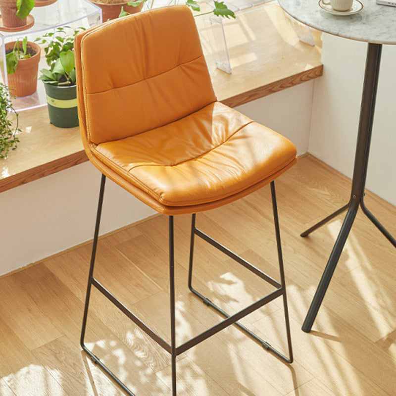 Coffee Shop Low Back Scandinavian Stool Matte Finish Upholstered Bar Stools