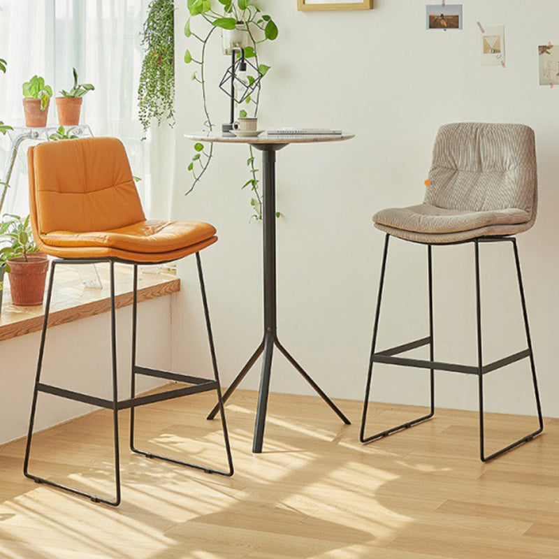 Coffee Shop Low Back Scandinavian Stool Matte Finish Upholstered Bar Stools