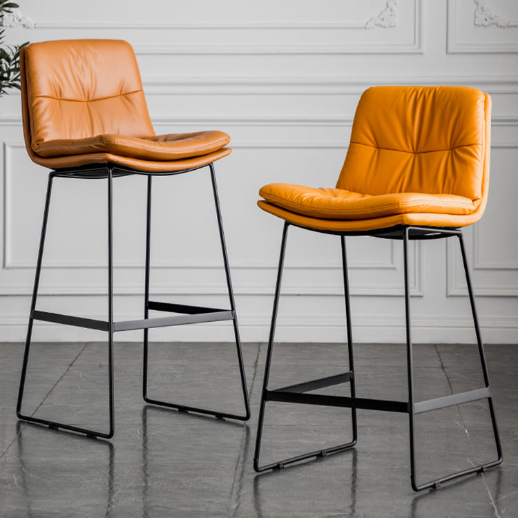 Coffee Shop Low Back Scandinavian Stool Matte Finish Upholstered Bar Stools