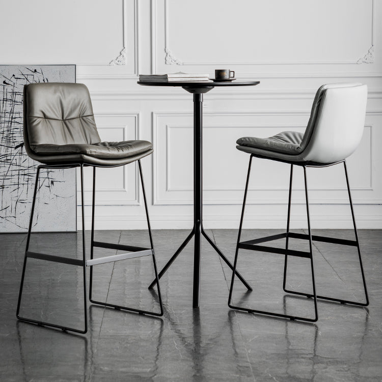 Coffee Shop Low Back Scandinavian Stool Matte Finish Upholstered Bar Stools