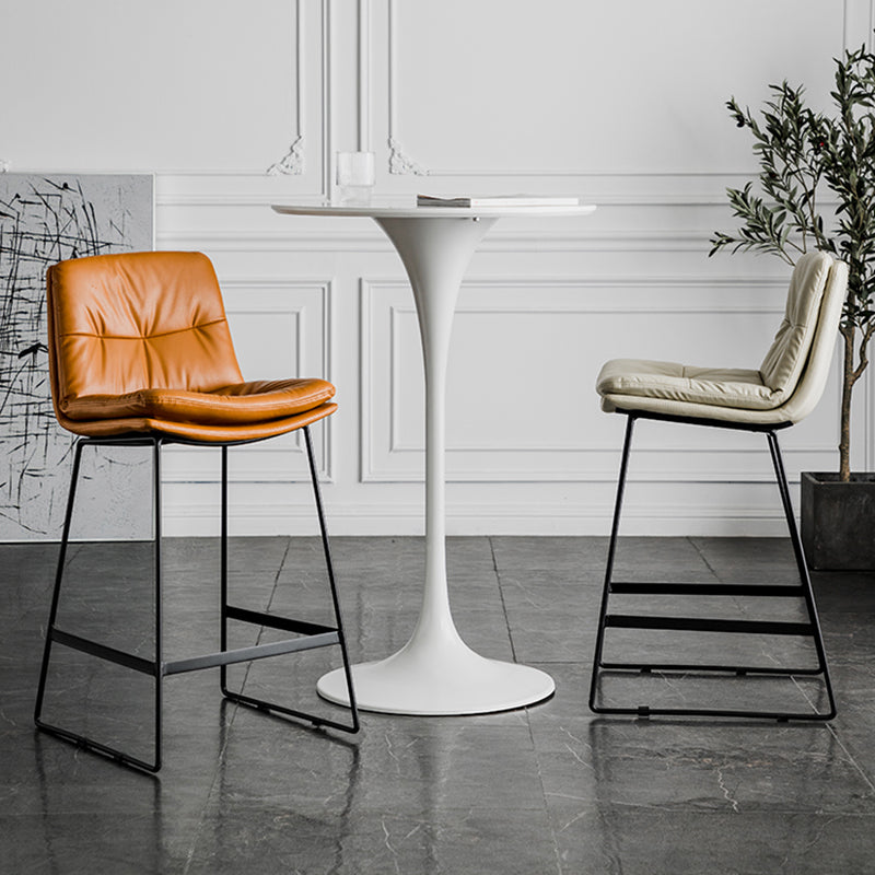 Scandinavian Low Back Coffee Shop Matte Finish Upholstered Bar Stools