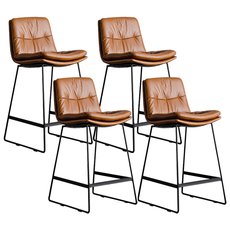 Scandinavian Low Back Coffee Shop Matte Finish Upholstered Bar Stools