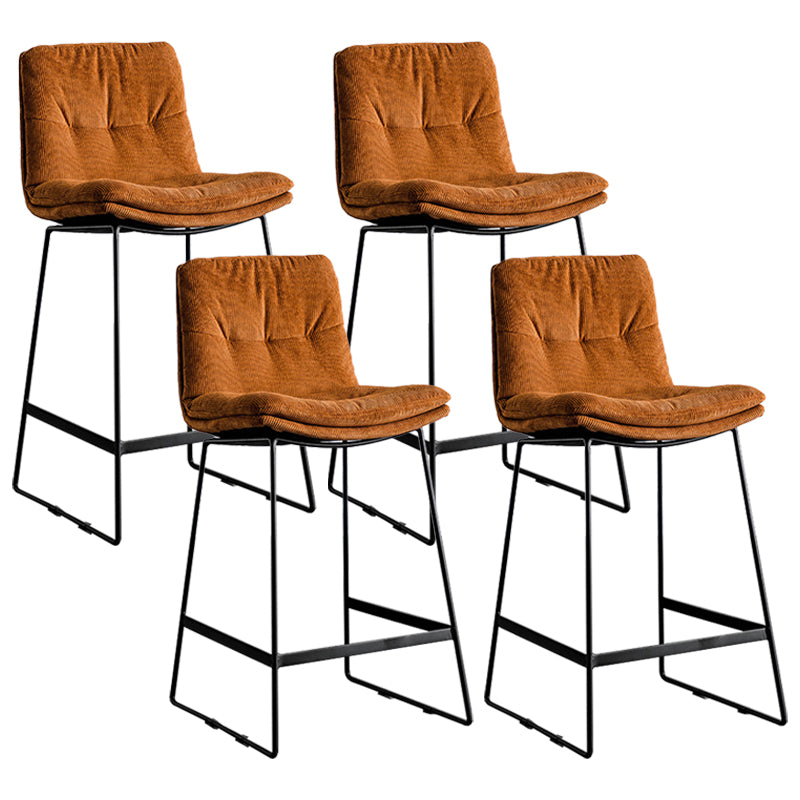 Scandinavian Low Back Coffee Shop Matte Finish Upholstered Bar Stools