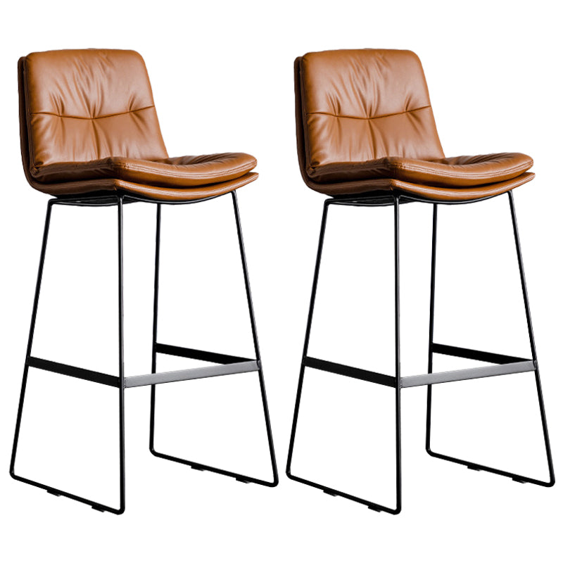 Scandinavian Low Back Coffee Shop Matte Finish Upholstered Bar Stools