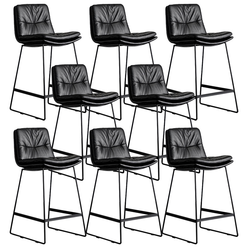Scandinavian Low Back Coffee Shop Matte Finish Upholstered Bar Stools