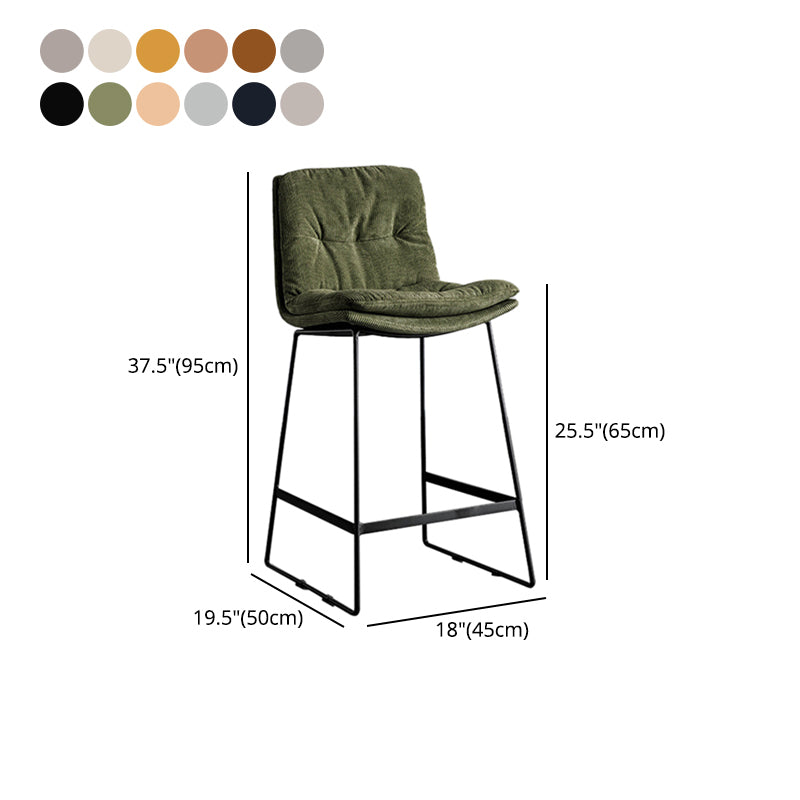 Scandinavian Low Back Coffee Shop Matte Finish Upholstered Bar Stools