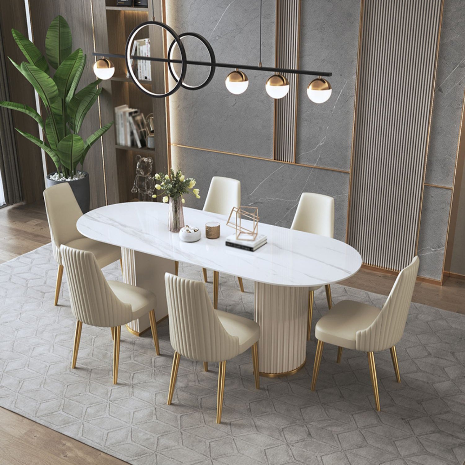 Glam 1/2/5/6/7/8 Pieces Dining Set Sintered Stone Dining Table Set