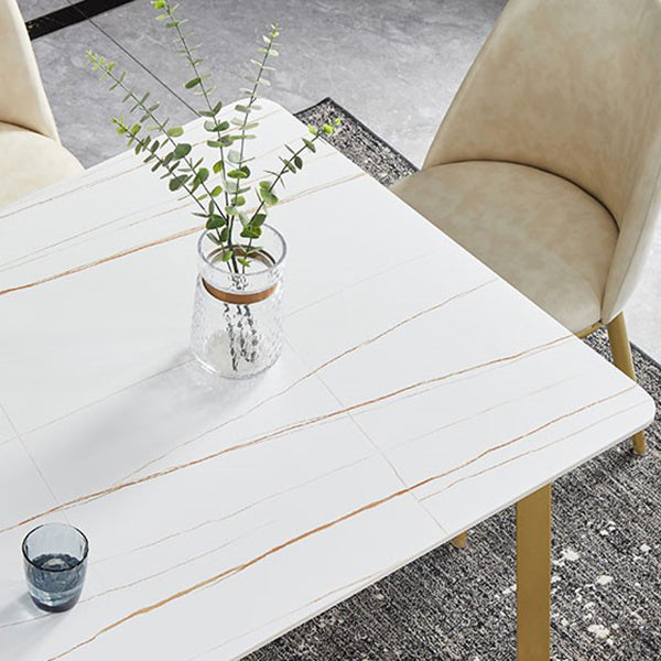 Luxury 1/4/5/7 Pieces Dining Set Sintered Stone Top Dining Table with Leather Chairs