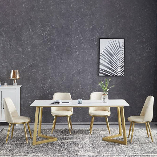 Luxury 1/4/5/7 Pieces Dining Set Sintered Stone Top Dining Table with Leather Chairs