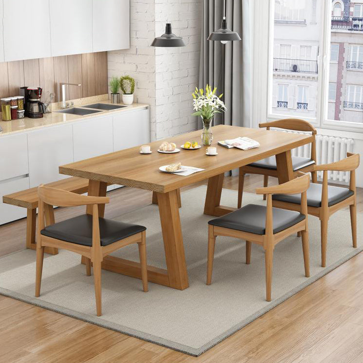 Modern Style 1/4/6 Pieces Dining Bench Set Solid Wood Dining Table and Chairs