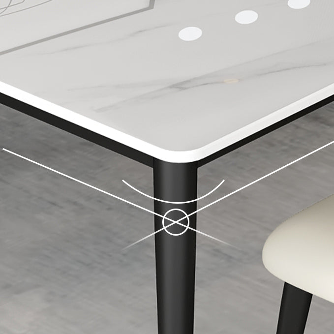 Glam Steel Dinette Set 1/4/5/7 Pieces Rectangle White Sintered Stone Top Dining Table Set
