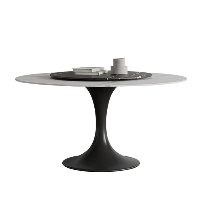 Modern Round Dining Table Set 1/3/4/5/7 Pieces Sintered Stone Dinette Set with Turntable