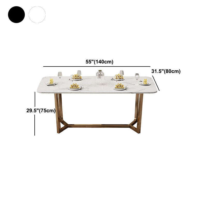 Table en pierre frittée pour restaurant Table à manger de luxe avec base à tréteaux