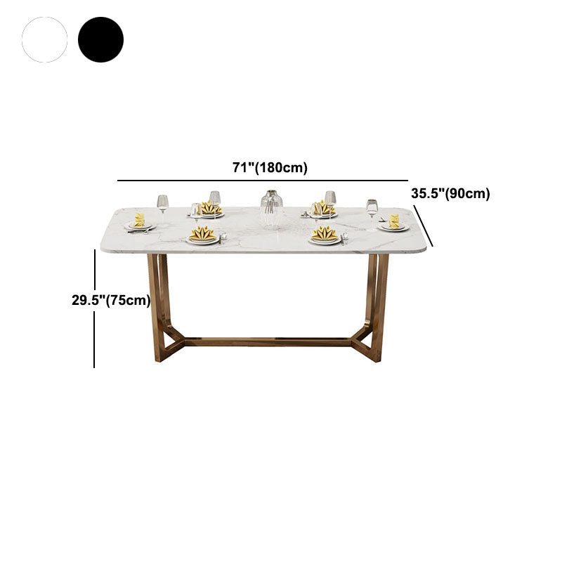 Table en pierre frittée pour restaurant Table à manger de luxe avec base à tréteaux