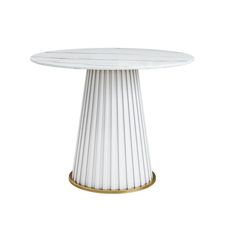 Glam Sintered Stone Dining Table Round Dinner Room Kitchen Table with Pedestal Base
