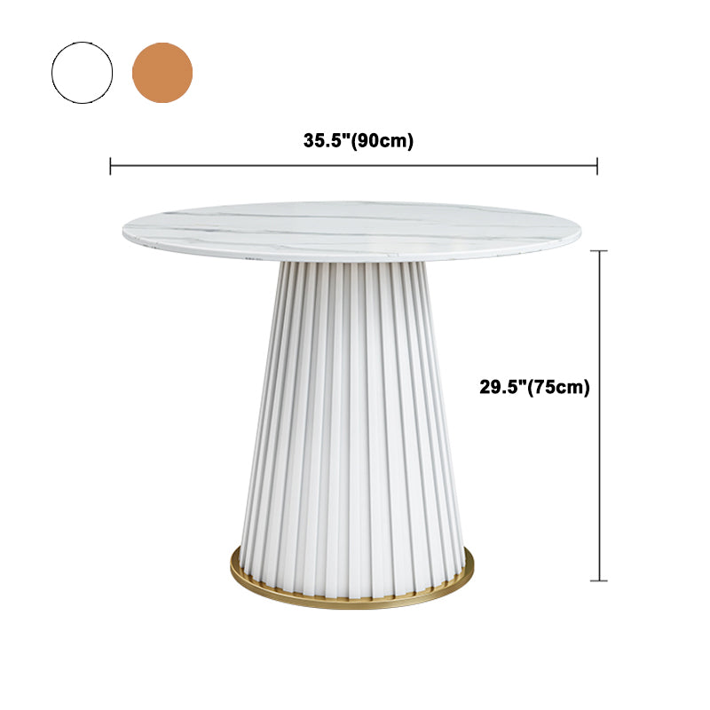 Glam Sintered Stone Dining Table Round Dinner Room Kitchen Table with Pedestal Base