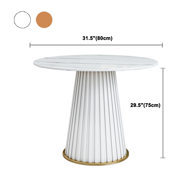 Glam Sintered Stone Dining Table Round Dinner Room Kitchen Table with Pedestal Base