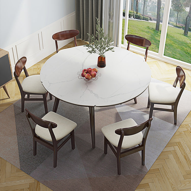 Modern Adjustable Dining Table Stone and Solid Wood Tripod Home Kitchen Table
