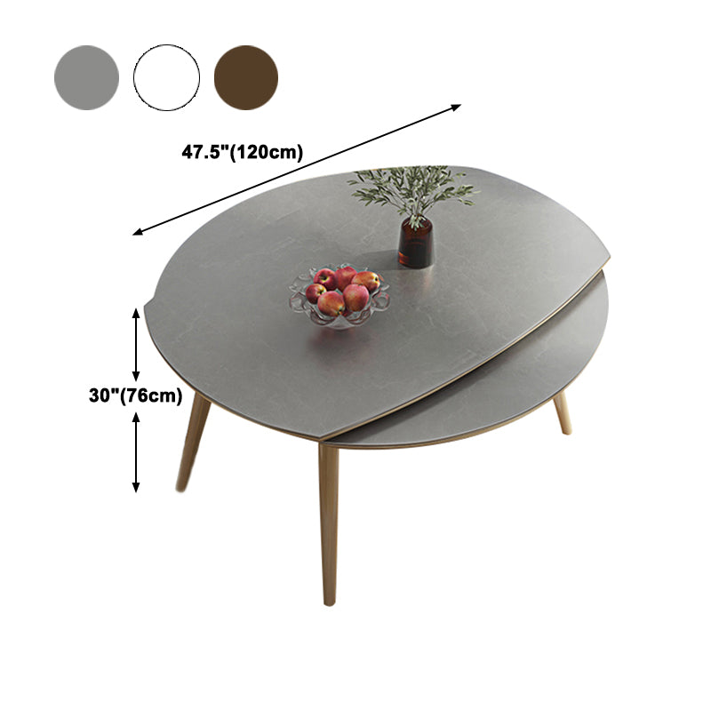 Modern Adjustable Dining Table Stone and Solid Wood Tripod Home Kitchen Table