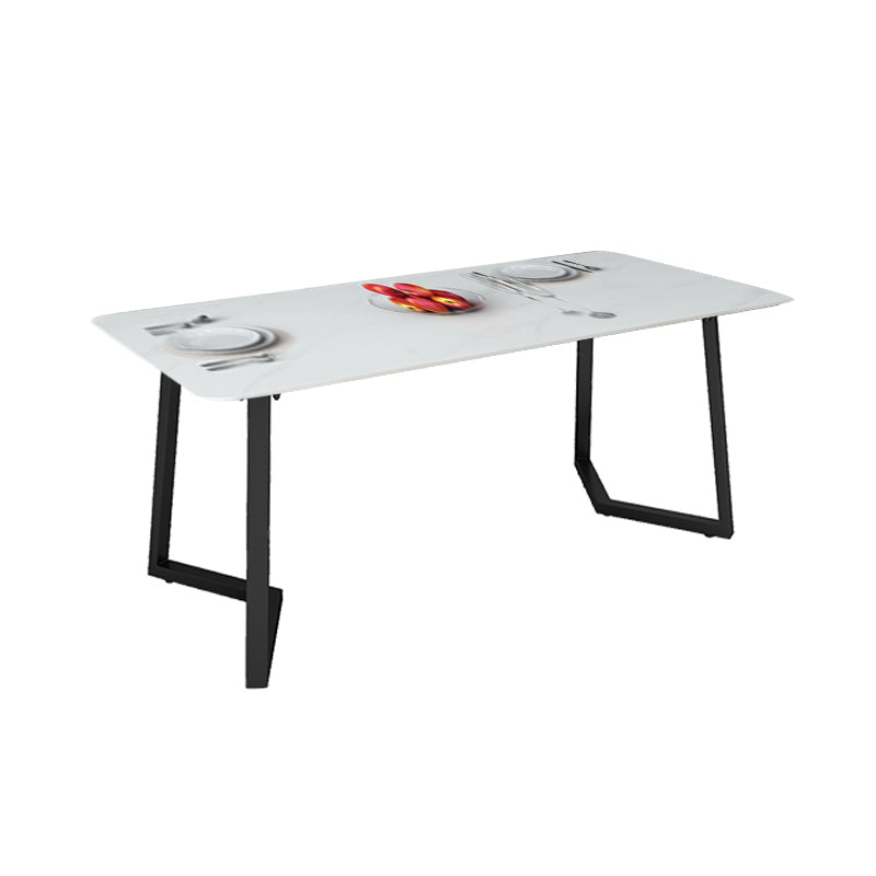 Sintered Stone Top Industrial Table for Restaurant Rectangle Dining Table Double Pedestal