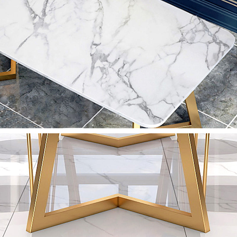 Rectangle Top Dining Table Traditional Luxury Table with Sled Base in Gold