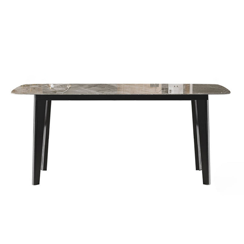 Rectangle Stone Dining table Modern 4 Black Solid Wood Legs Dining Table